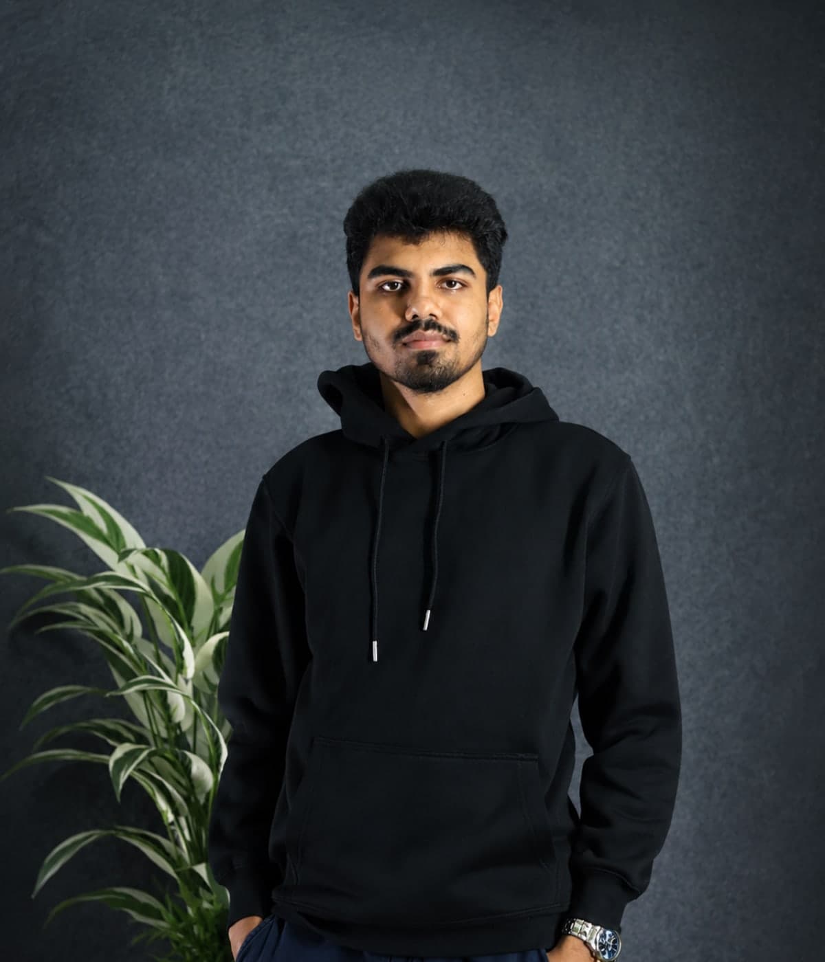 Premium Drop Shoulder Hoodie-Black